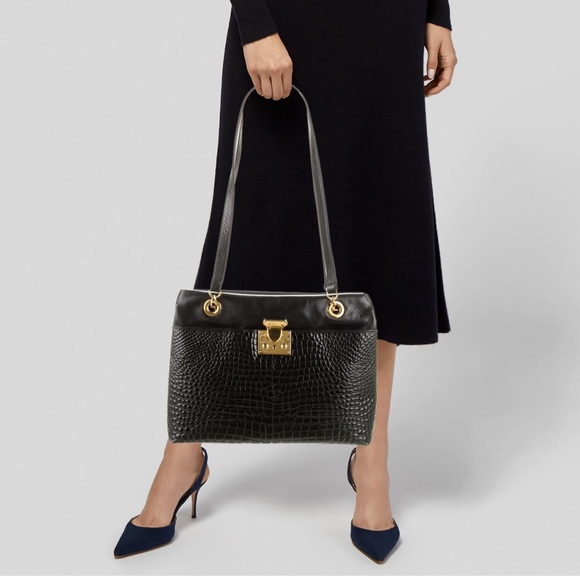 Bally Leather Embossed Shoulder Bag - Picture 4 of 7